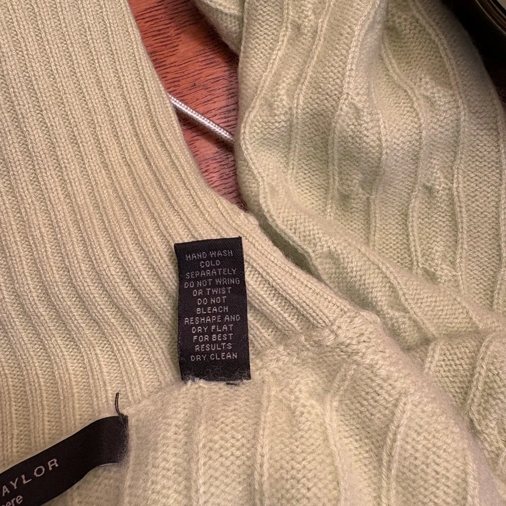Lemon Green Cashmere Cable Knit Turtleneck Sweater available for only a few days - Picture 4 of 4